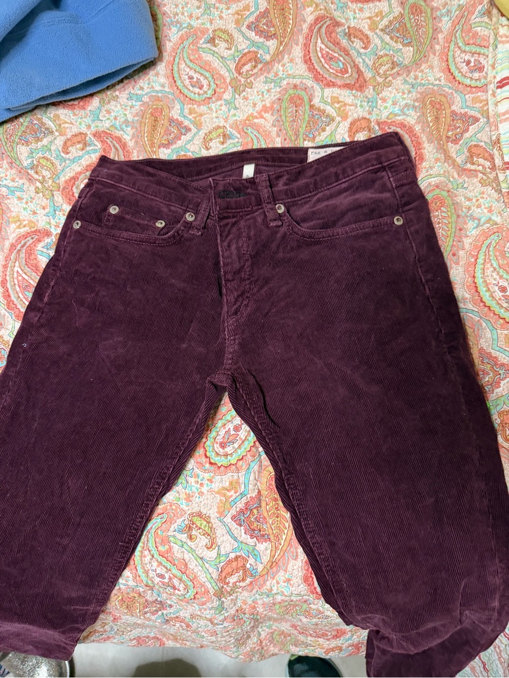 rag & bone Men's Slim Straight Corduroy Jeans in Deep Wine